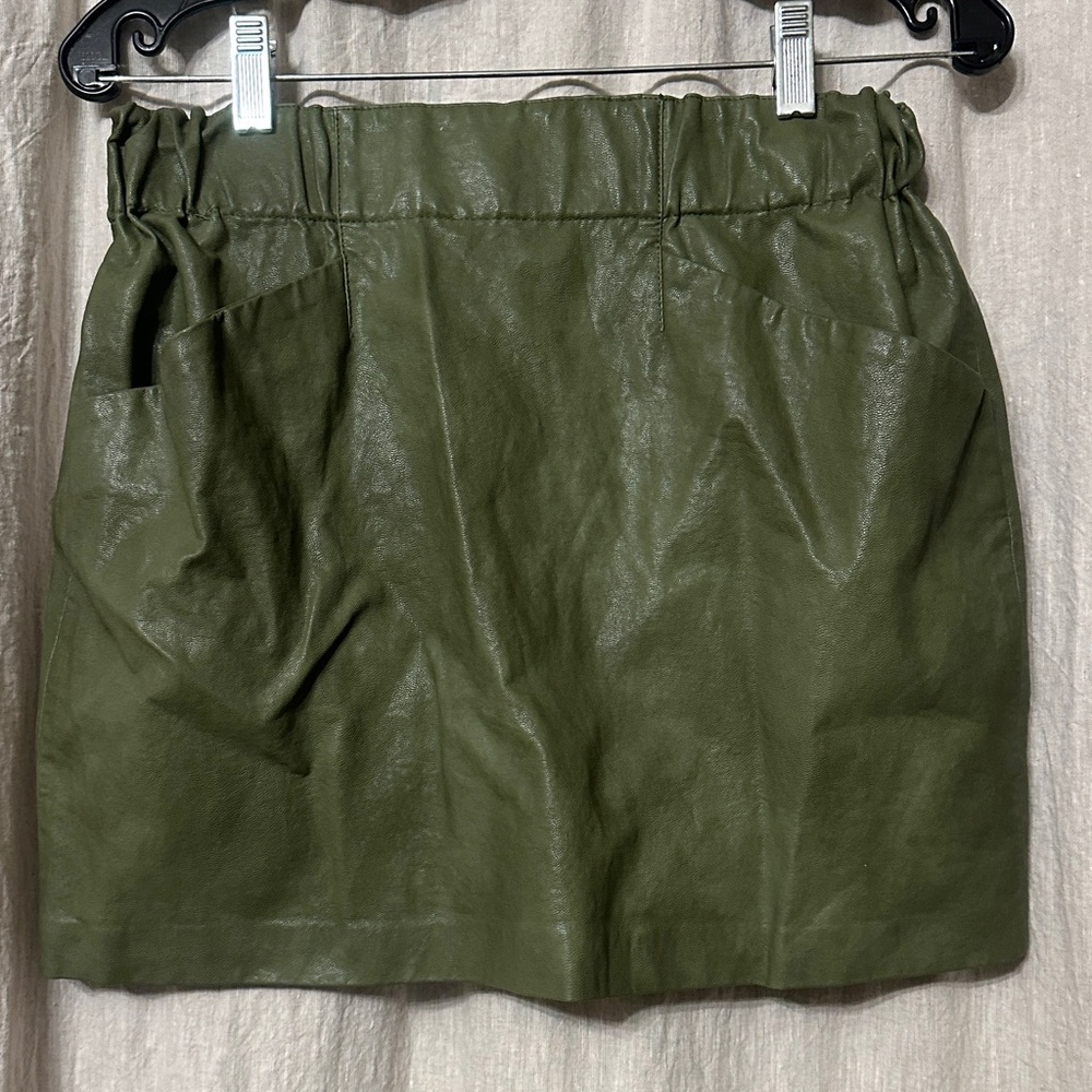 Zara Vegan Leather Olive Green Women's Skirt